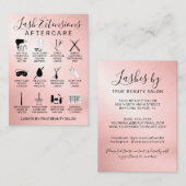 Carte De Visite Rose Gold Lash Extensions métalliques Aftercare Ic (Devant / Derrière)