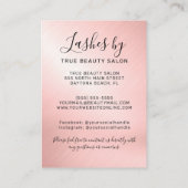 Carte De Visite Rose Gold Lash Extensions métalliques Aftercare Ic (Dos)