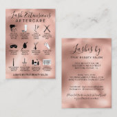 Carte De Visite Rose Gold Lash Extensions métalliques Aftercare Ic (Devant / Derrière)
