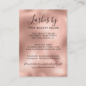 Carte De Visite Rose Gold Lash Extensions métalliques Aftercare Ic (Dos)
