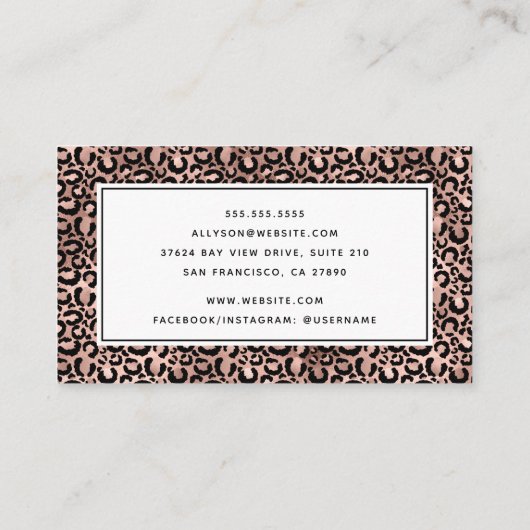 Carte de visite rose Gold Leopard (Dos)