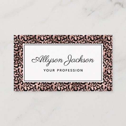 Carte de visite rose Gold Leopard (Devant)