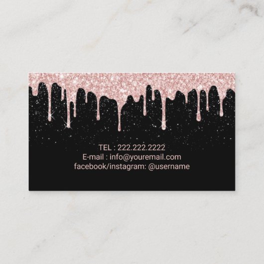 Carte De Visite Rose Gold Lips Glam Parties scintillant Drives Bea (Dos)