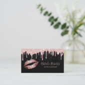 Carte De Visite Rose Gold Lips Glam Parties scintillant Drives Bea (Debout devant)