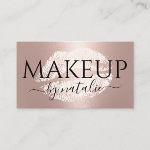 Carte De Visite Rose Gold Lips Kiss Maquillage Artiste Beauté Sal