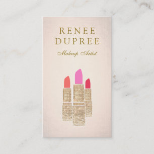 Carte De Visite Rose Gold Lipstick Maquillage Artiste Beauté Salon