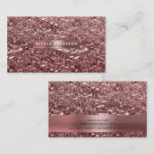 Carte De Visite Rose Gold Liquid Chrome Metallic Glam Chic (Devant / Derrière)