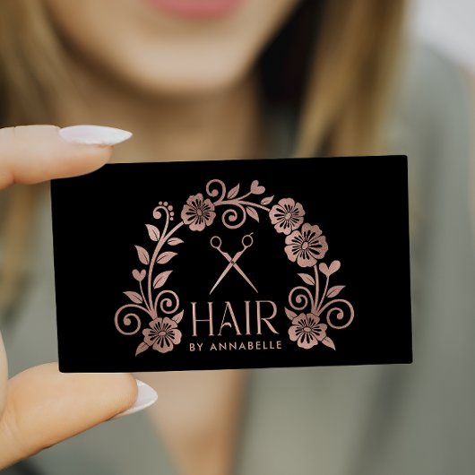Carte De Visite Rose Gold Logo Hairstylist
