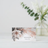 Carte De Visite Rose Gold Luxe Fleur 3D (Debout devant)