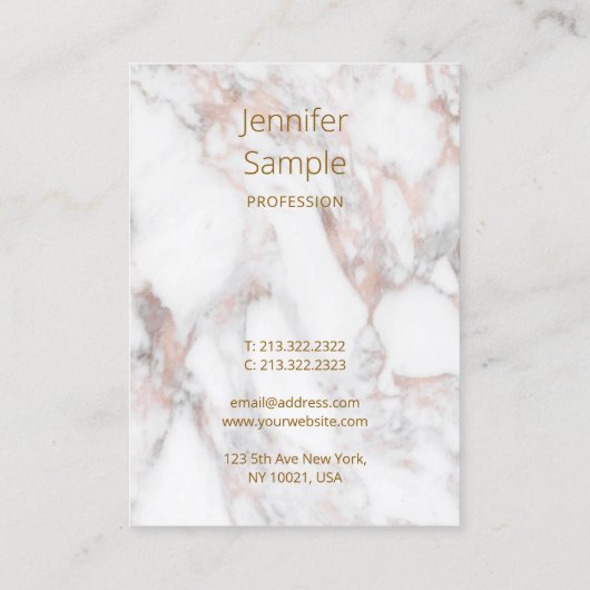 Carte De Visite Rose Gold Marble Calligraphy Script Modèle (Dos)