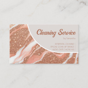 Carte De Visite Rose Gold Marble Glitz