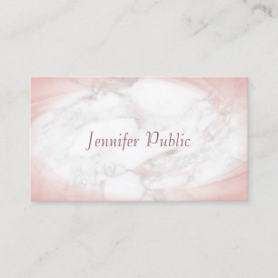 Carte De Visite Rose Gold Marble Modern Élégant Script manuscrit