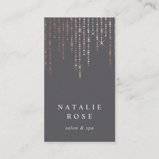 Carte De Visite Rose Gold Marquee Vertical (Devant)