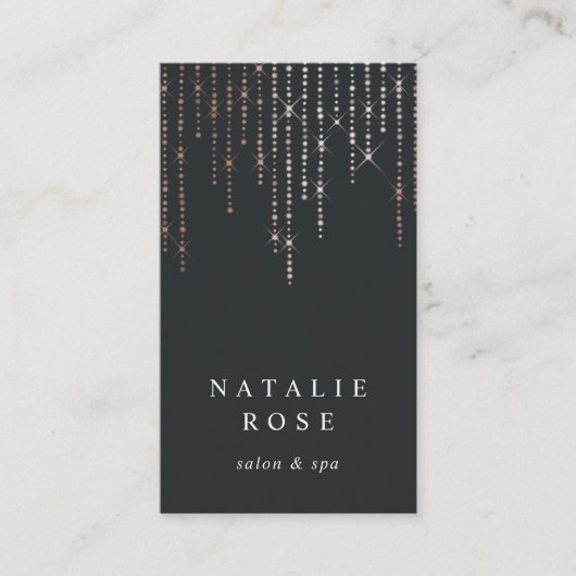 Carte De Visite Rose Gold Marquee Vertical (Devant)