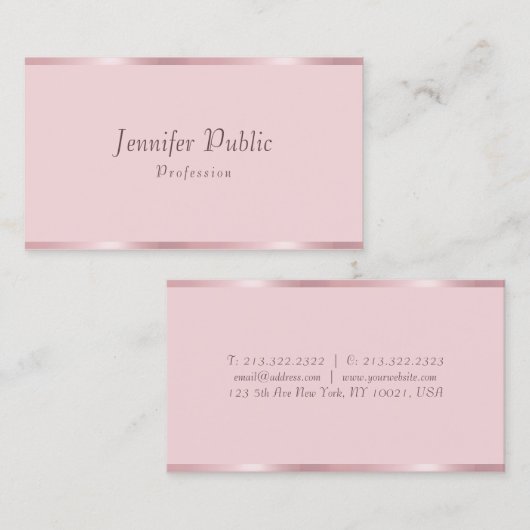 Carte De Visite Rose Gold Modern écriture manuscrite Script Modèle (Devant / Derrière)