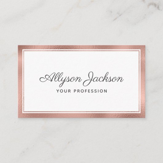 Carte De Visite Rose Gold Modern Minimal (Devant)