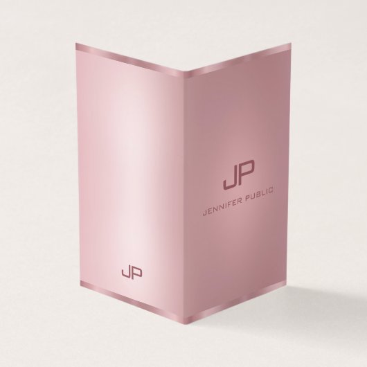 Carte De Visite Rose Gold Modern Monogramme Élégant Modèle (Extérieur)