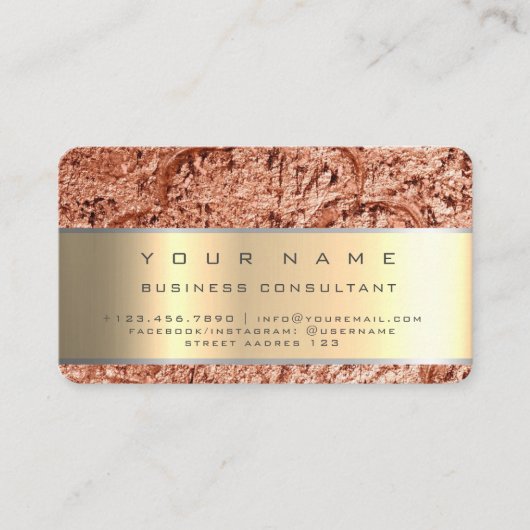 Carte De Visite Rose Gold Modern Professional Business Consultant (Devant)
