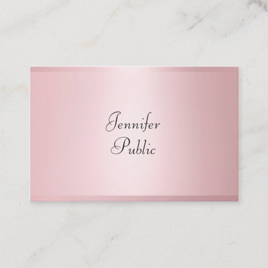 Carte De Visite Rose Gold Moderne Calligraphie Professionnel Éléga (Devant)