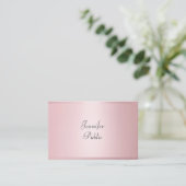 Carte De Visite Rose Gold Moderne Calligraphie Professionnel Éléga (Debout devant)