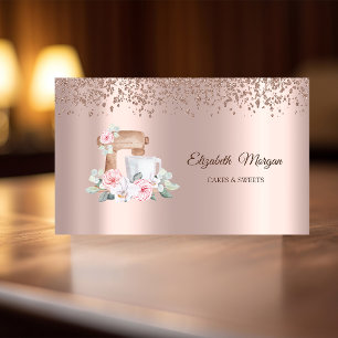 Carte De Visite Rose Gold Moderne Élégant Diamants, Fleurs Mixte