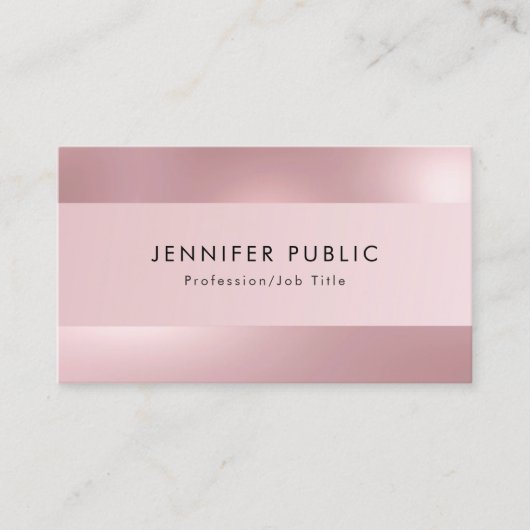 Carte De Visite Rose Gold Moderne Élégant Simple Professionnel (Devant)