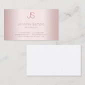 Carte De Visite Rose Gold Moderne Modèle Élégant Monogramme Simple (Devant / Derrière)