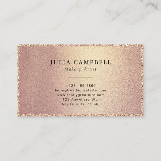 Carte De Visite Rose Gold Moderne Script Monogram Chic (Dos)