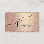 Carte De Visite Rose Gold Moderne Script Monogram Chic (Devant)
