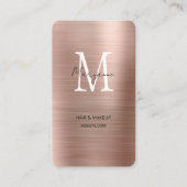 Carte De Visite Rose Gold Monogramme Élégant Moderne (Devant)