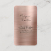 Carte De Visite Rose Gold Monogramme Élégant Moderne (Dos)