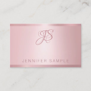 Carte De Visite Rose Gold Monogramme Modern Simple Modèle