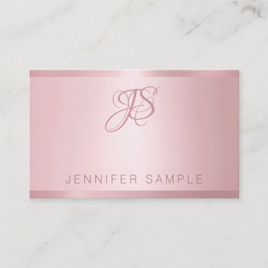 Carte De Visite Rose Gold Monogramme Modern Simple Modèle (Devant)