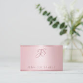Carte De Visite Rose Gold Monogramme Modern Simple Modèle (Debout devant)