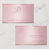 Carte De Visite Rose Gold Monogramme Modern Simple Modèle (Devant / Derrière)