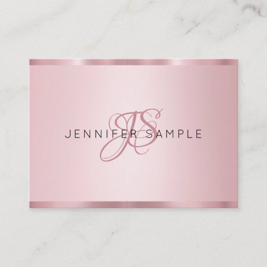 Carte De Visite Rose Gold Monogramme Moderne Élégant Simple (Devant)