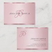 Carte De Visite Rose Gold Monogramme Moderne Élégant Simple (Devant / Derrière)