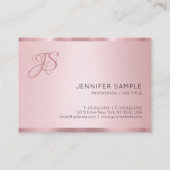 Carte De Visite Rose Gold Monogramme Moderne Élégant Simple (Dos)