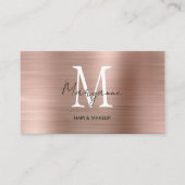 Carte De Visite Rose Gold Monogramme QR (Devant)