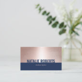 Carte De Visite Rose Gold Navy Blue (Debout devant)