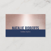 Carte De Visite Rose Gold Navy Blue (Devant)