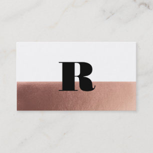 Carte De Visite Rose Gold Noir Monogramme Minimal