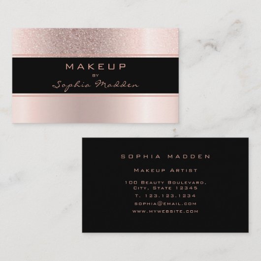 Carte De Visite Rose Gold Ombre Parties scintillant tendance (Devant / Derrière)