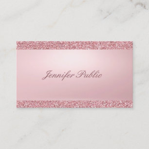 Carte De Visite Rose Gold Pailleté Élégant Moderne Manuscrit