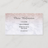 Carte De Visite Rose Gold Pailleté Marbre Script (Dos)