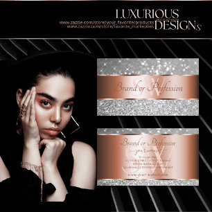 Carte De Visite Rose Gold Parties scintillant Argent Étoiles lumin