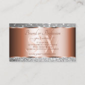 Carte De Visite Rose Gold Parties scintillant Argent Étoiles lumin (Dos)