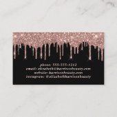 Carte De Visite Rose Gold Parties scintillant Beauté Noir (Dos)