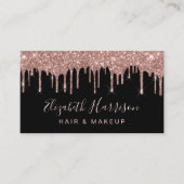 Carte De Visite Rose Gold Parties scintillant Beauté Noir (Devant)