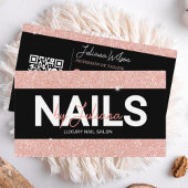 Carte De Visite Rose Gold Parties scintillant Beauté Salon QR Code